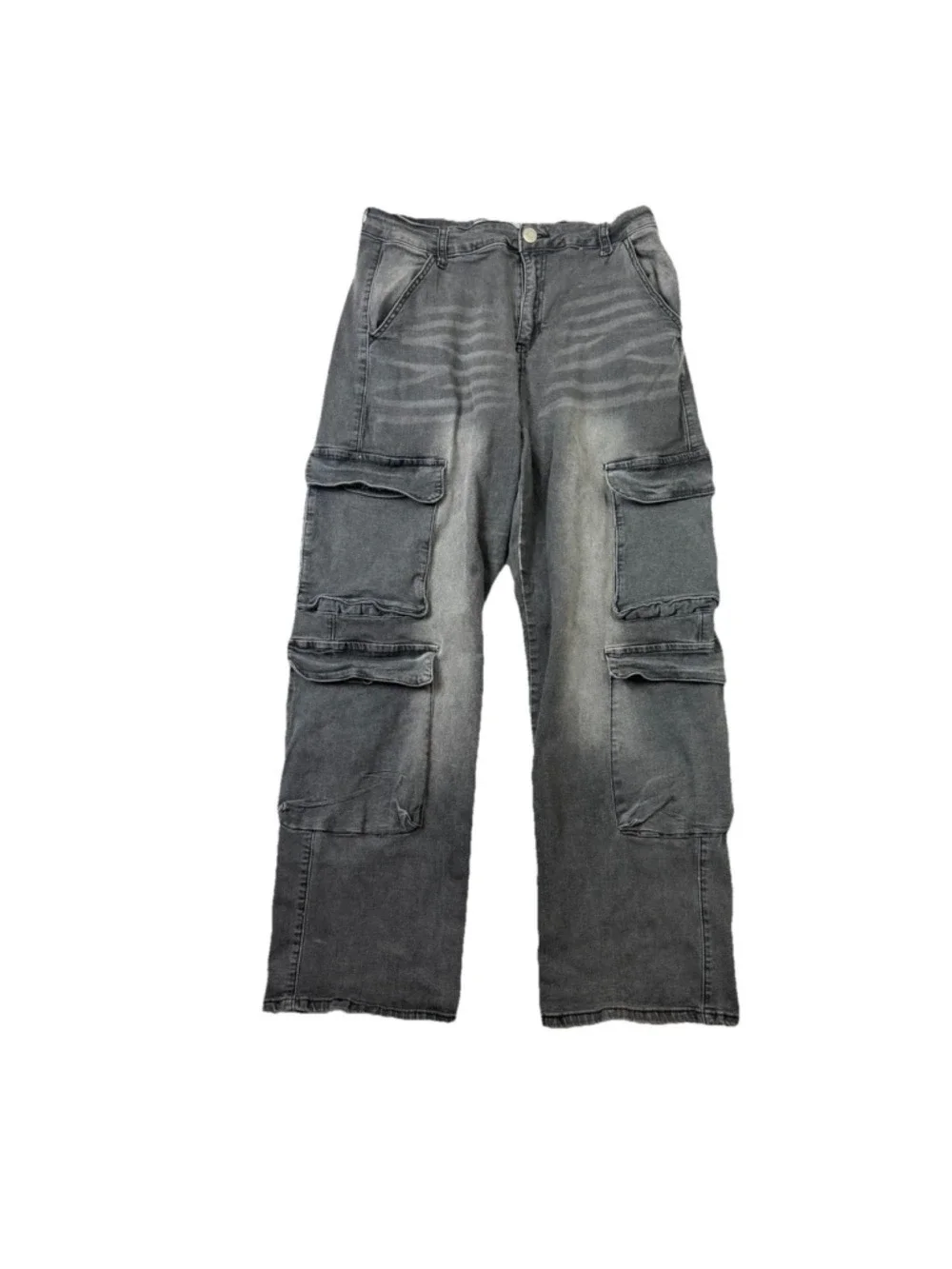 Refuge Wide Leg Denim Jeans Womens XL Black Cargo Grunge StreetWear Hip Hop Skat